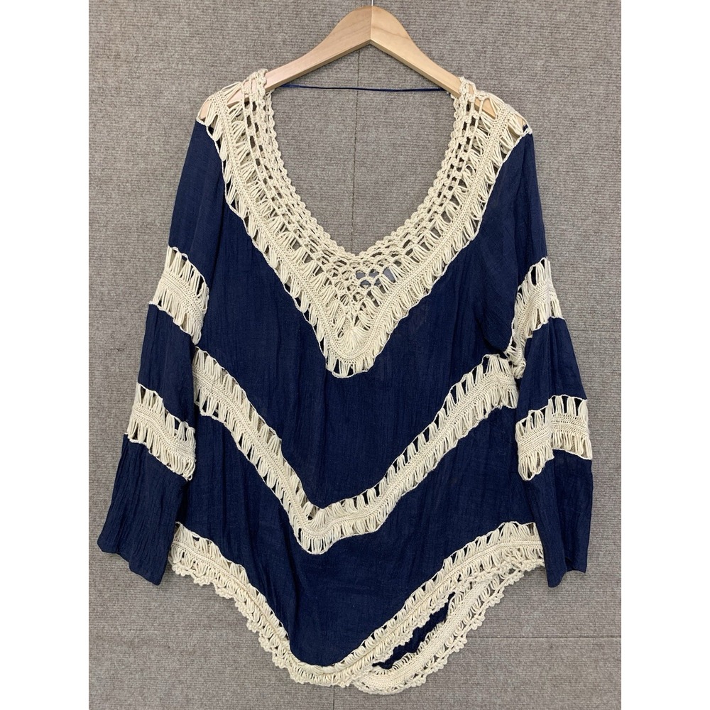 Umgee Women's Crotchet Tunic Blouse Boho Nautical Top XL Whimsigoth Academia